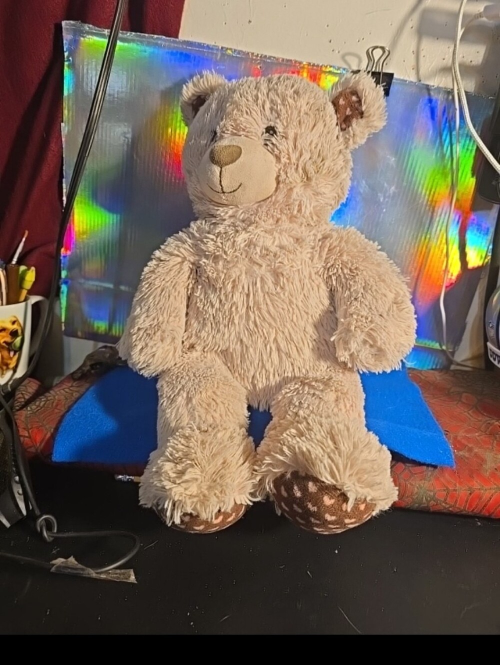 Build A Bear Tan Swirl Curl Happy Hugs Cream Light Brown Teddy Bear Plush 16"